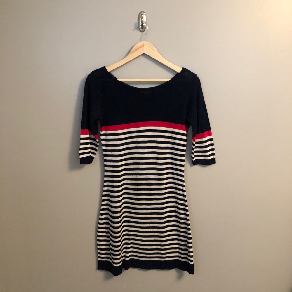 Navy & White Sweater Dress